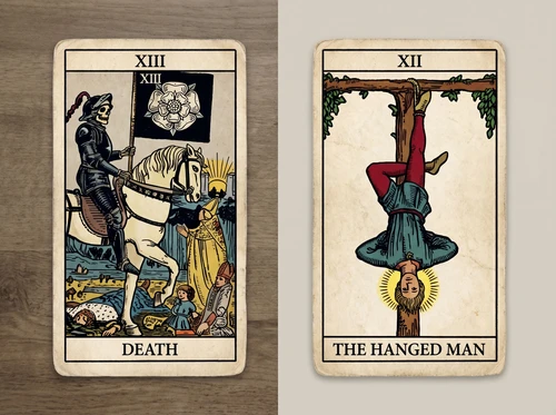 Death and The Hanged Man Tarot card combination