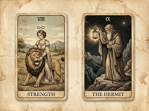 Strength and The Hermit Tarot card combination
