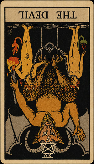 Die Tarotkarte „Der Teufel“ in umgekehrter Position