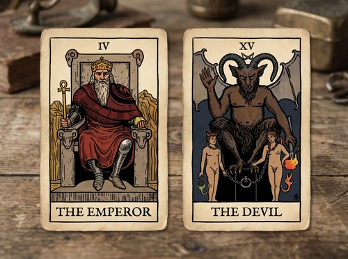 Die Tarotkartenkombination „Der Kaiser und Der Teufel“