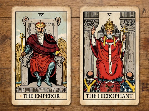 Die Kombination der Tarotkarten „Der Kaiser“ und „Der Hierophant“