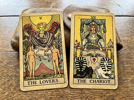 The Lovers and The Chariot Tarot cards