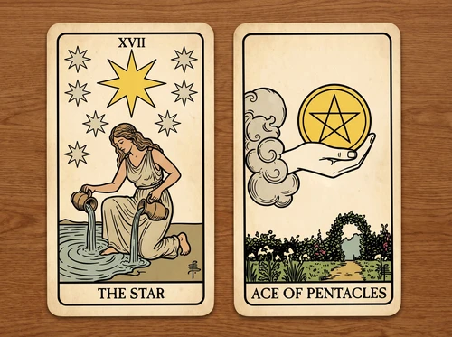 La combinación de cartas del Tarot «La Estrella» y «El As de Oros»