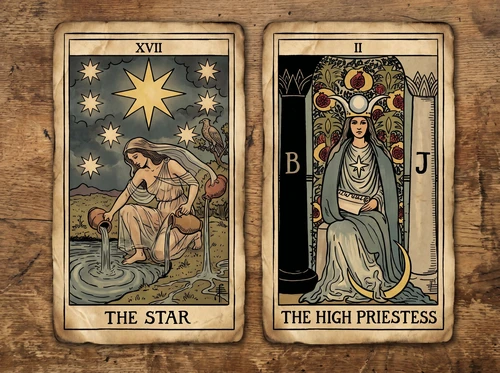 La combinación de las cartas del Tarot «La Estrella» y «La Gran Sacerdotisa»