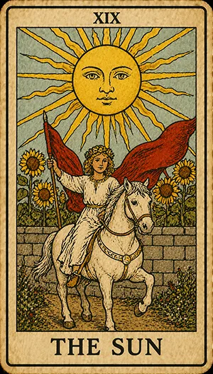 Significado de la carta del Tarot del Sol - Una carta de buena fortuna y energía positiva