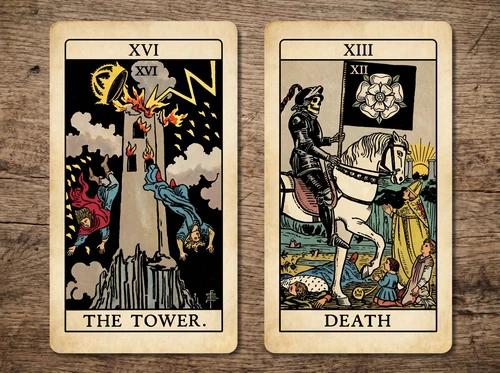 Die Tarotkartenkombination „Der Turm“ und „Der Tod“