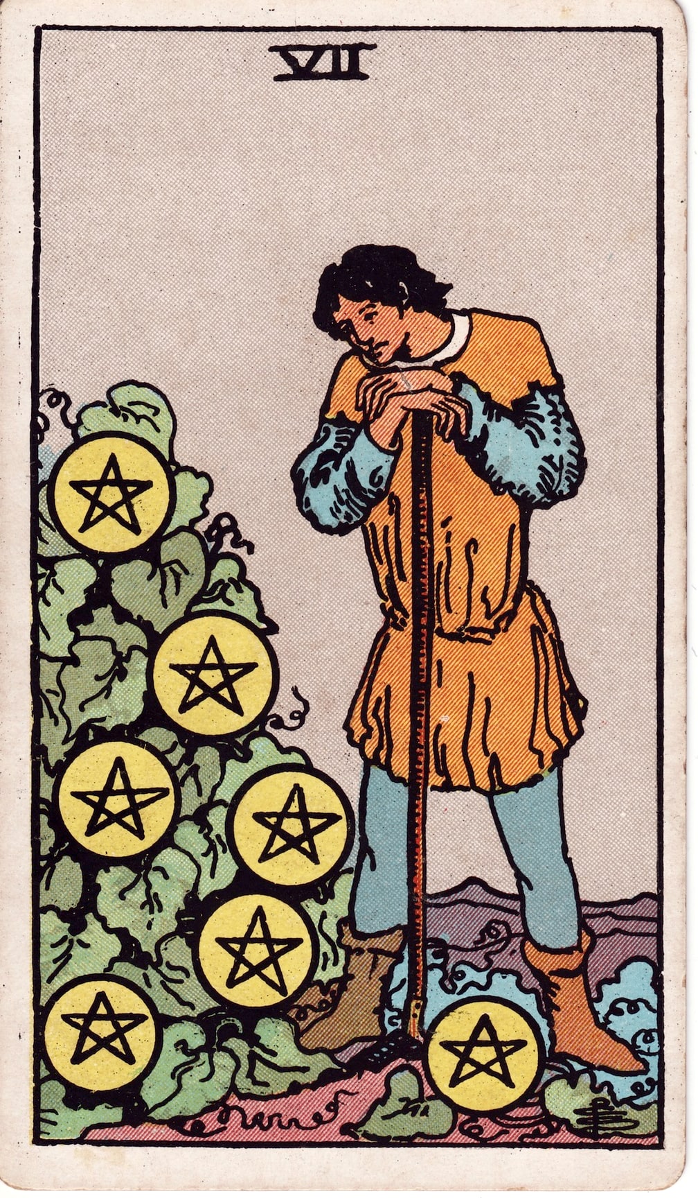 The Seven of Pentacles Tarot Card Meaning: The Card of Long-Term Rewards