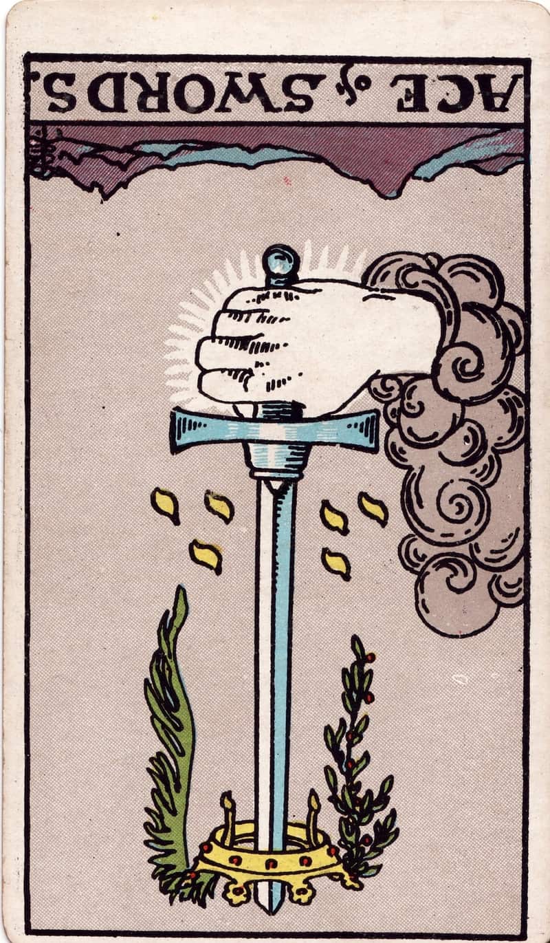 Ace of Swords reversed tarot card