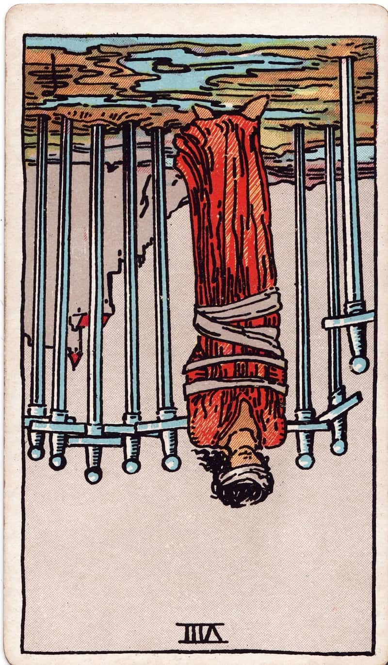 Eight of Swords reversed tarot card