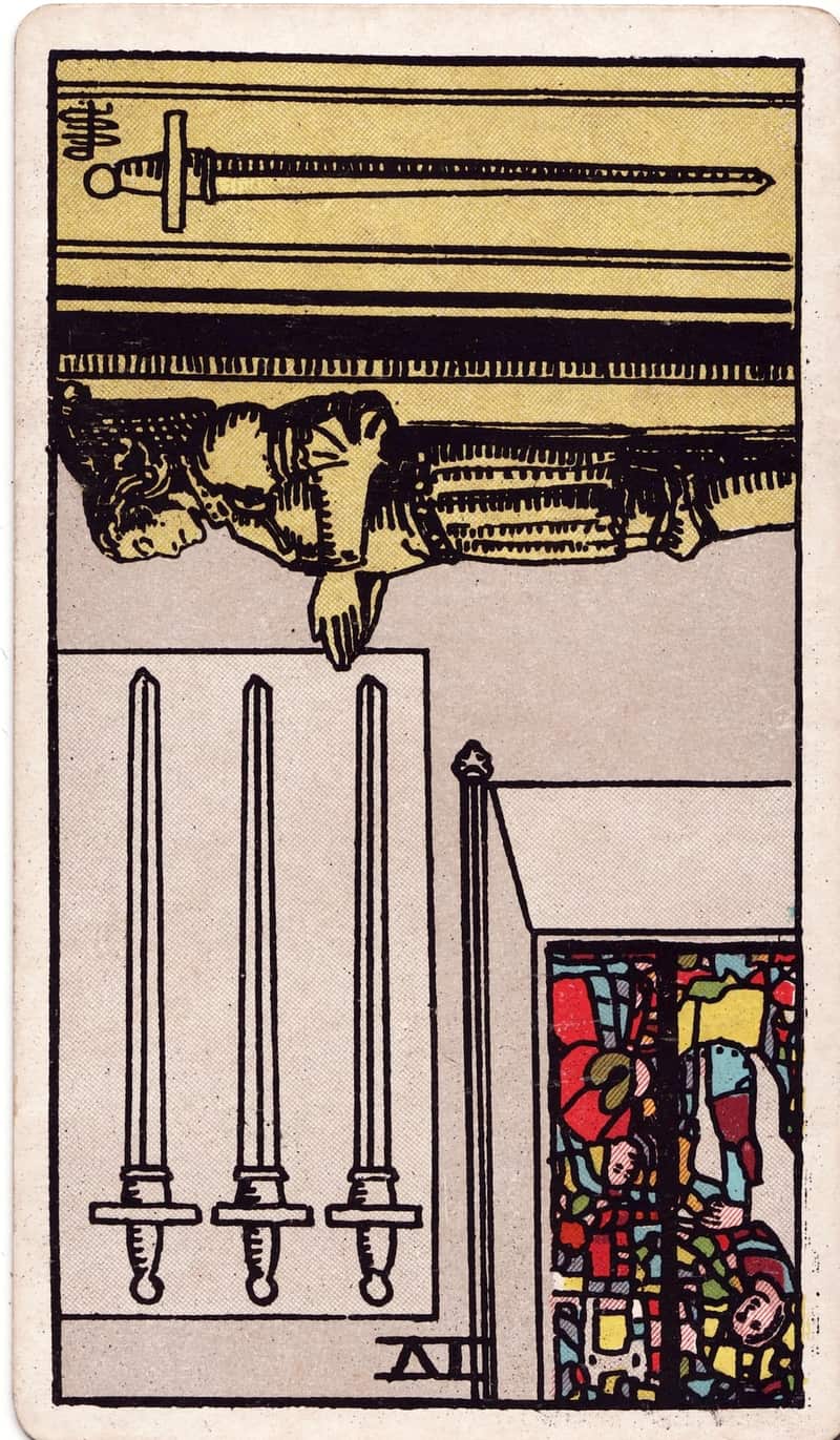 Four of Swords reversed tarot card