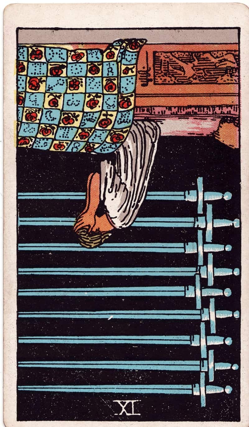 Nine of Swords reversed tarot card