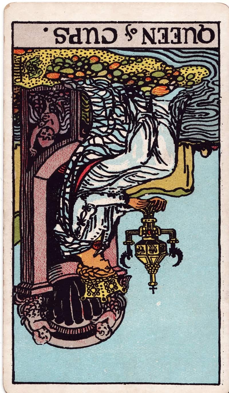 Queen of Cups reversed tarot card