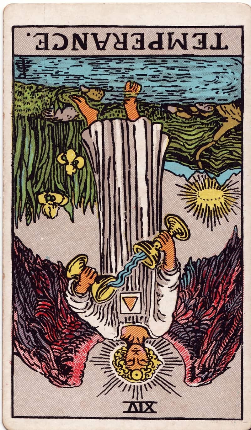 Temperance reversed tarot card