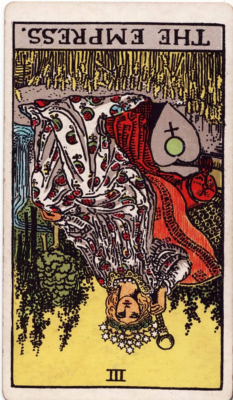 The Empress reversed tarot card
