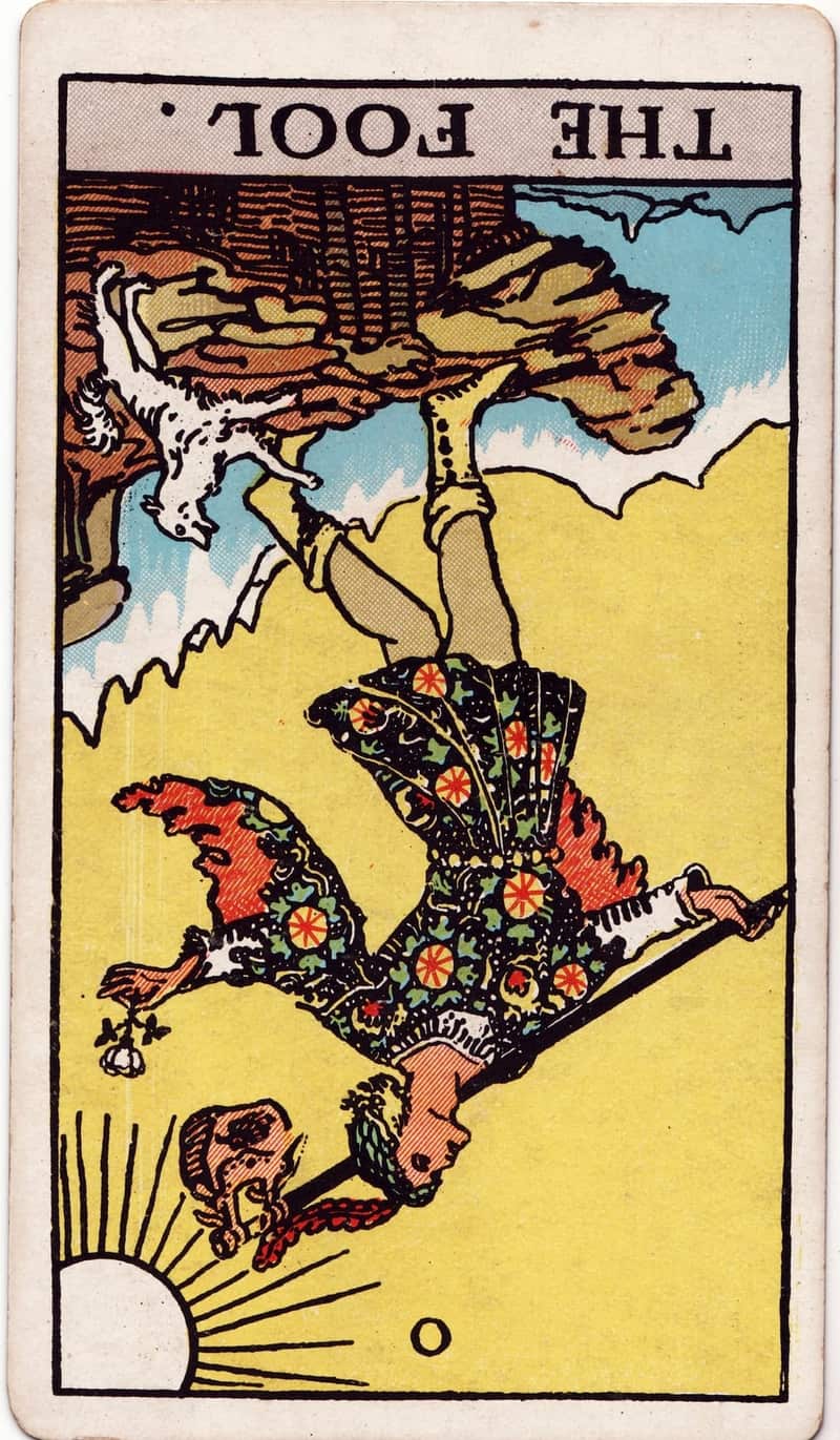 The Fool reversed tarot card
