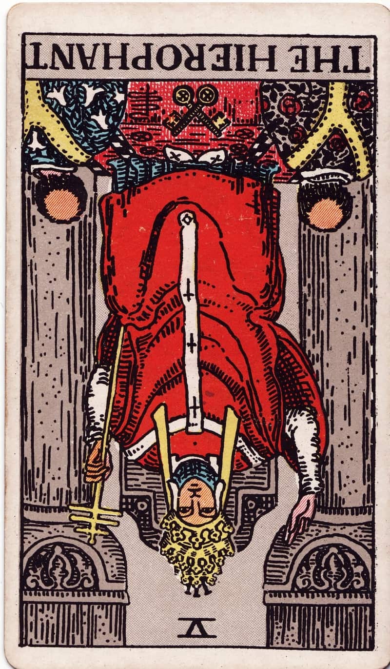The Hierophant reversed tarot card
