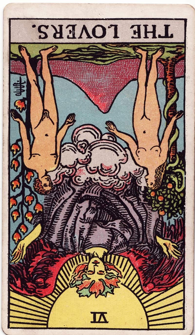 The Lovers reversed tarot card
