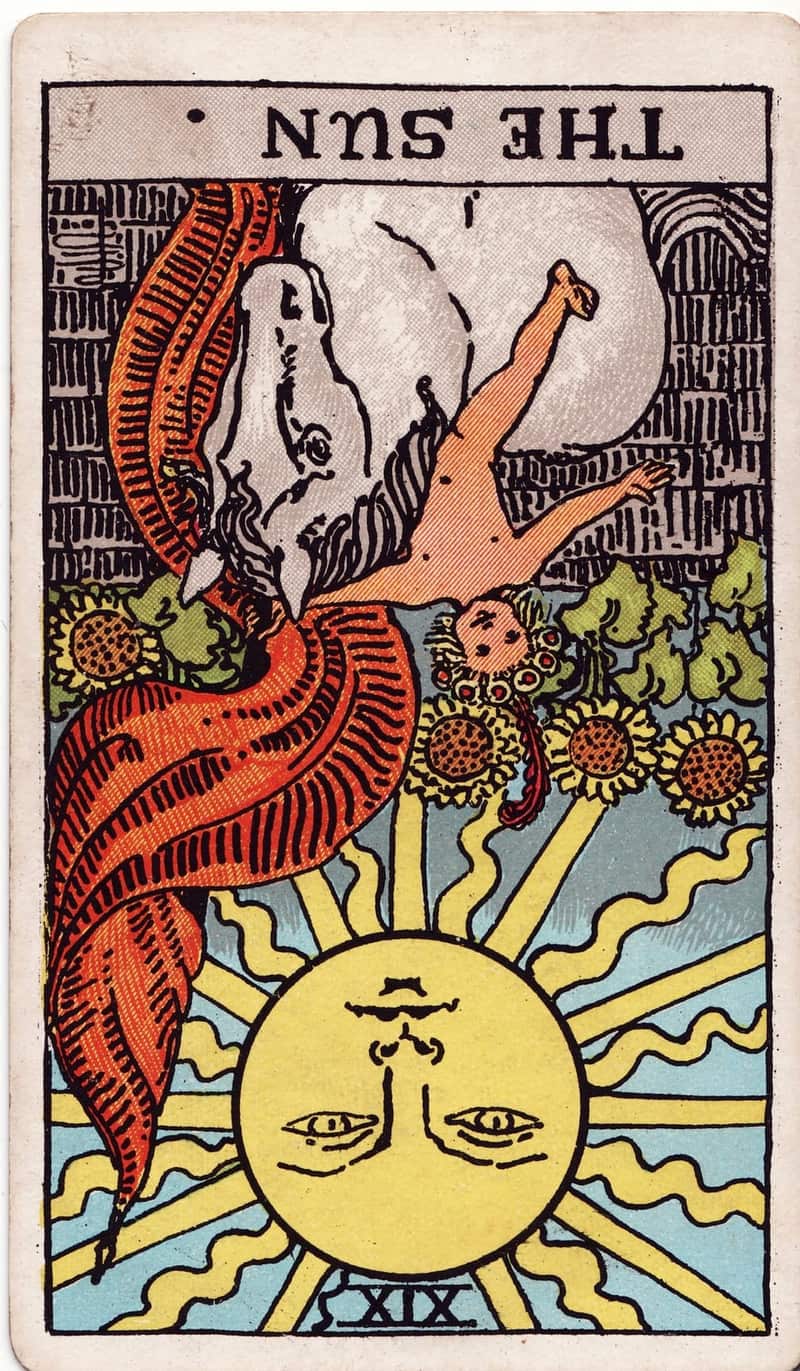 The Sun reversed tarot card