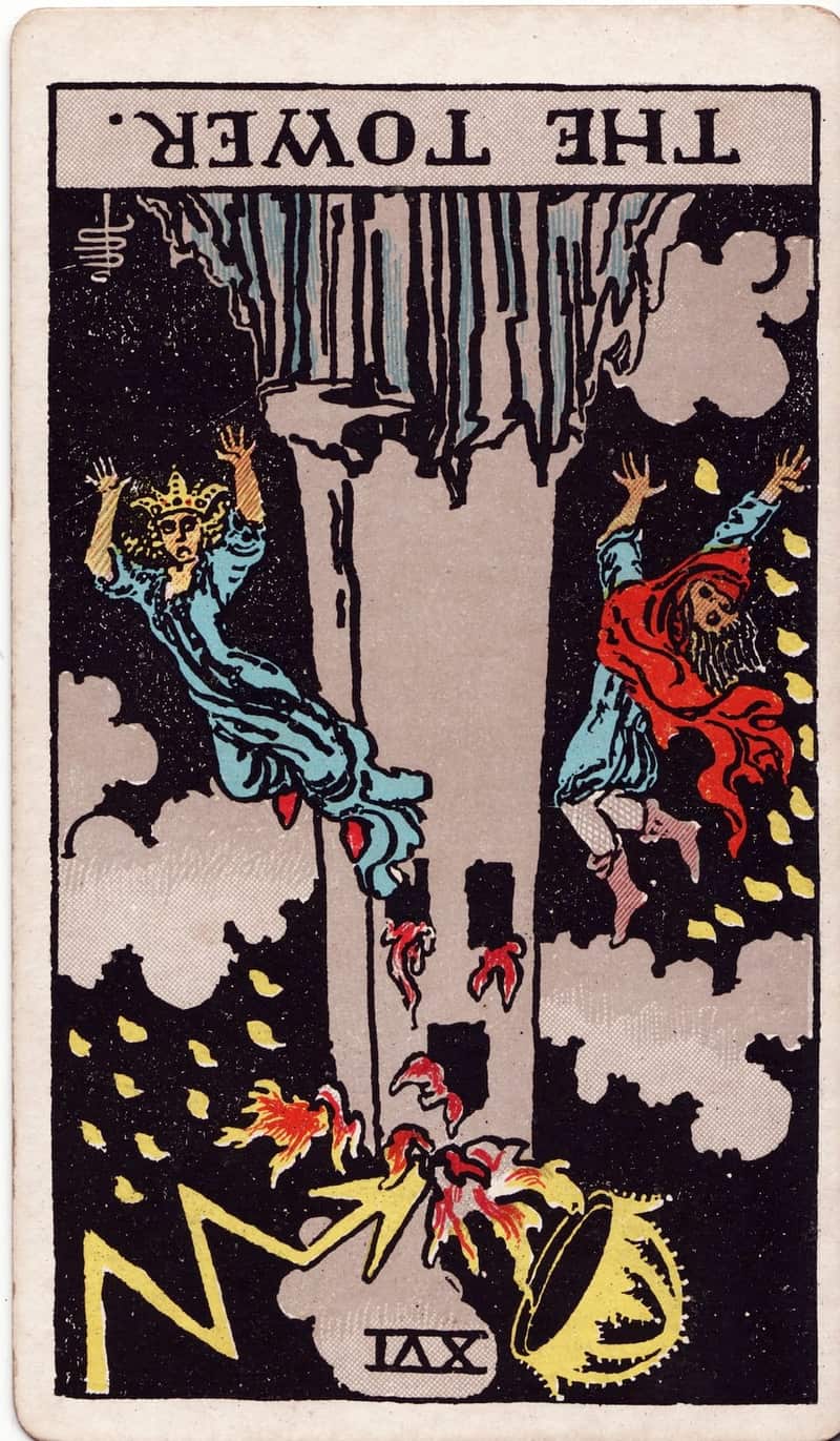 The Tower reversed tarot card