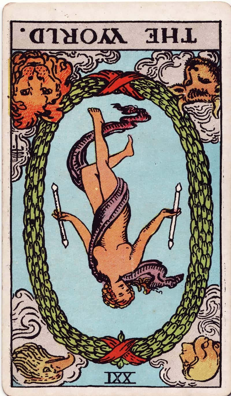 The World reversed tarot card